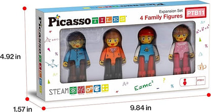 Picasso Toys Hedgehog Blocks 4 Family Action Character Figures Toddler Toy Construction Building Tile Block Expansion Pack Educational Add-on STEM Learning Smart Game Kit Toys Pretend Playset Age 3+