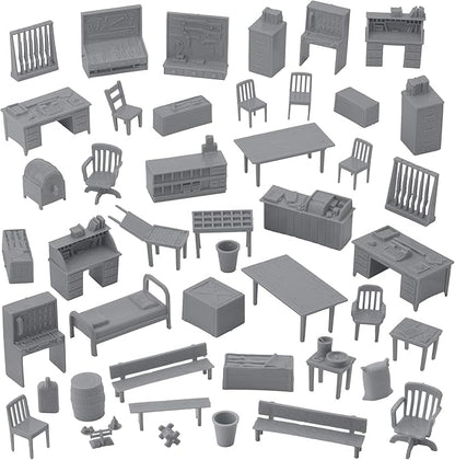BMC Classic Marx Military Base Camp - 44pc Plastic Army Men Playset Accessories