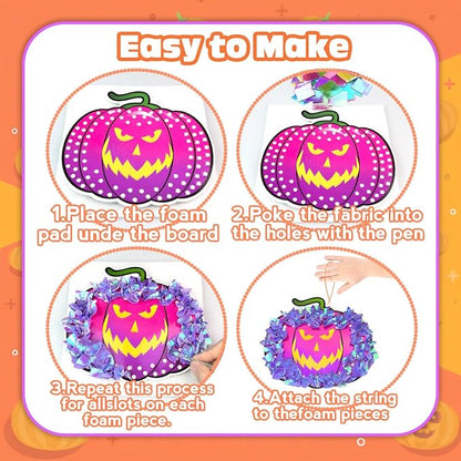 Poke-in Fun Art and Crafts,Pumpkin Decoration Craft Kits,Make Pumpkin Face,Mess Free Kids' Paper Craft Kits for Boys &Girls Age 4-10+,Party Activities Supplies Fall Thanksgiving Halloween Decoration