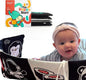 Happy Start High Contrast Baby Soft Book - Sensory Cloth Book for Newborns and Infants 0-12 Months with Mirror, Crinkle & Squeaker | Baby Tummy Time Toy, Crib, Stroller & Travel Developmental Toy