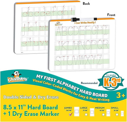 Channie’s Visual Dry Erase Alphabet or Numbers Hard Board - Handwriting for Pre-K, Kindergarten, Elementary School Students (My First Alphabet) Homeschool Learning Supplies & Summer Teaching Workbooks
