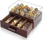 Challenge Coin Display Case, Military Coin Collection Holder with Wooden Coin Box, Drawers, and Clear Acrylic Lid – Gifts for Coins Collectors (6 Rows)