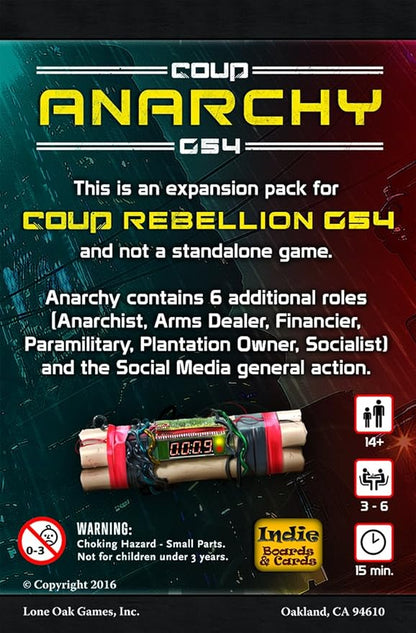 Coup: Rebellion G54 - Anarchy Card Game Expansion – Add New Roles & Actions – 3-6 Players Ages 14+ – Fast-Paced Strategy & Bluffing Game
