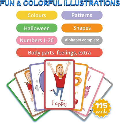 Steve and Maggie Sight Words Phonics Flash Cards - 115 Dolch Sightwords with Pictures,Literacy Learning Reading Cards Toy for Kindergarten,Home School Kids 3 4 5 Years Old