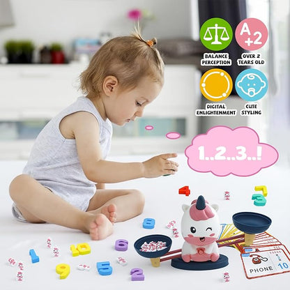 Snugzy Unicorn Balance Counting Toys Math Games Kindergarten Learning Games Kids Balance Scale Educational Toys Gifts for 3 4 5 Year Old Boys Girls