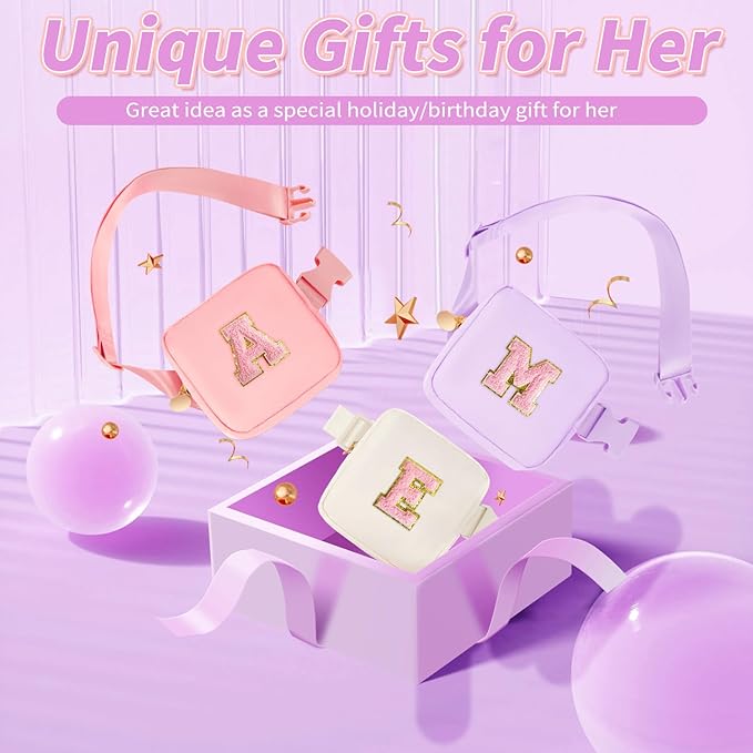 Mini Belt Bag Fanny Pack with Initials Letter Patch Small Crossbody Bags Cute Stuff Birthday Gifts for Teenager Girls Trendy Stuff for Teens - G,Lavender