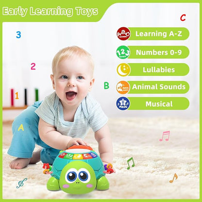 Hanayo Baby Toys 6 to 12 Months，Musical Turtle Crawling Girl Toys for 12-18 Months,Infant Early Learning Educational Toy,Girl & Boy Gift Essentials for Newborn 7 8 9 11+ Months 1-2 Year Old(Green)