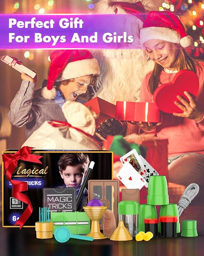 Magic Kit for Kids, 300+ Magic Tricks Perfect Toy for Boys and Girls, Magic Wand Magician Set with Instruction Manual and Video for Beginners Ages 6 7 8 9 10 11 12 Years Old