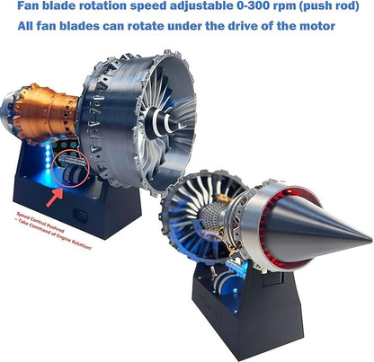 Turbofan Engine Model Kit, Adjustable Speed TR900 Aircraft Turbojet Model With Light, DIY Mechanical Science Education Toy Gift Decor for Adult, 28cm
