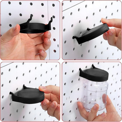 Unittype 20 Set Pegboard Organizer Accessories Peg Boards Jars with Lids Plastic Pegboards Bins Storage Containers Clear Peg Board Wall Organizer for Garage Sewing Office Home Supplies(Black)