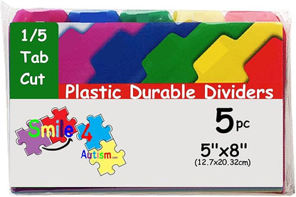 5 Small Color Dividers/Tabs Set (8”x5 Half Sheet) Perfect to Keep Your Loose Photo/Picture Symbol Communication Cards Organized. Autism ABA,ADHD, Language & Apraxia Aspergers