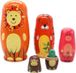 Conzy Russian Nesting Dolls for Kids, Stacking Wooden Handmade Matryoshka Dolls, 5 Piece Cute Cartoon Animal Pattern, Great Toy Gift for Girls Boys' Birthday or Home Decoration (Orange)
