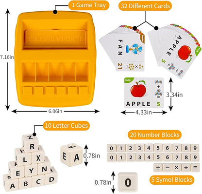 Educational Toys for Kids Ages 3-8, Matching Letter Spelling Game ABC Math Learning, Xmas Birthday Party Gifts for 3 4 5 6 7 8 Year Olds Boys and Girls Yellow