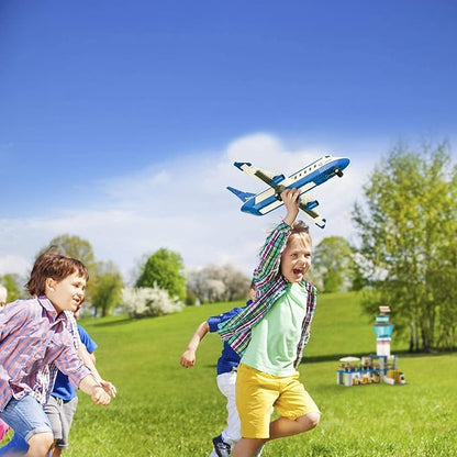QLT QIAOLETONG City Airplane Station Building Kits Toys,STEM Building Sets for Kids, with Helicopter/Airport/Passenger/Lorry Truck/Car, Best Gift for 6-12 Boys Girls (582 Pieces)