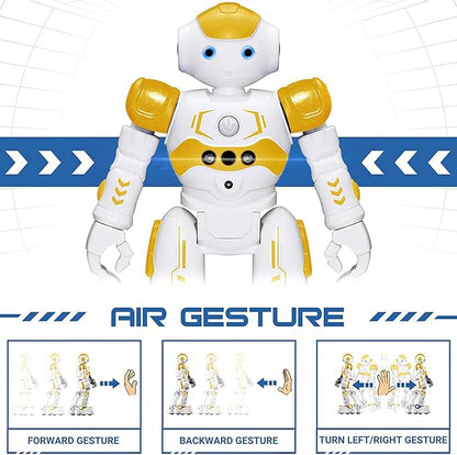 KingsDragon RC Robot Toys for Kids, Gesture & Sensing Programmable Remote Control Smart Robot for Age 3 4 5 6 7 8 Year Old Boys Girls Birthday Gift Present,Yellow