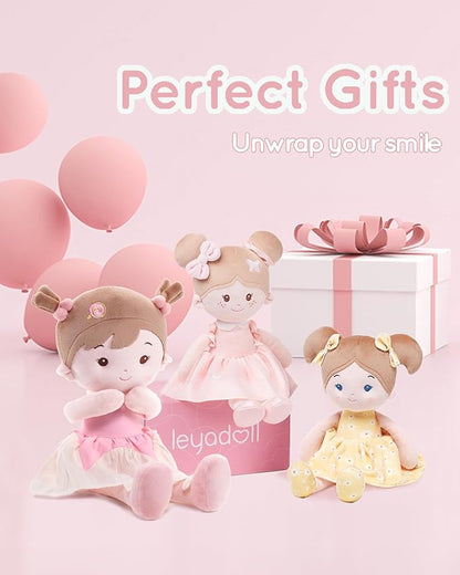 LeyaDoll Soft Baby Doll Toys (16''), My First Baby Rag Doll for 1 Year-Old Girl Birthday Gift, Christmas Plush Toys Gift for Toddler Kids Infants-Princess Lolly