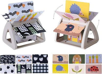 Taf Toys Infant Tummy-time High Contrast rattling Activity Book with Art Cards for Baby, Baby Product for Newborn Educational Toys for 3 Essentials Developmental Learning Stages
