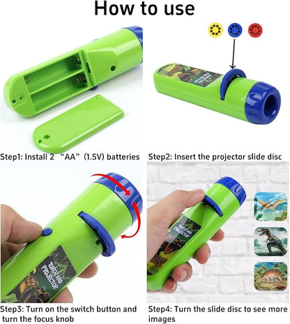 Georgie Porgy Children Projector Toys Educational Science Set Wall Ceiling Tent Torch Flashlight for Kids Gifts for Boys Girls (Wild Animal)