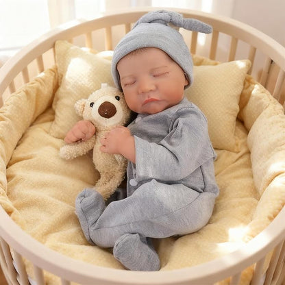 WOOROY Realistic Reborn Baby Dolls - 18 Inch Full Vinyl Body Lifelike Reborn Boy Doll Poseable Real Life Newborn Sleeping Silicone Baby Dolls Gift Toys with Accessories for Kids Age 3+
