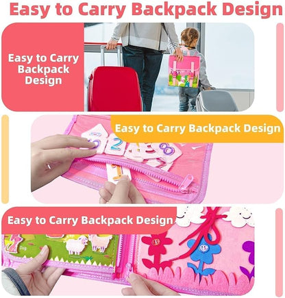 Montessori Busy Book for Toddlers 1 3, 19 in 1 Educational Learning Toys for Toddlers 2 4，Sensory Fine Motor Skills Activity Board for Girls Birthday Gifts,Busy Book Travel Toys