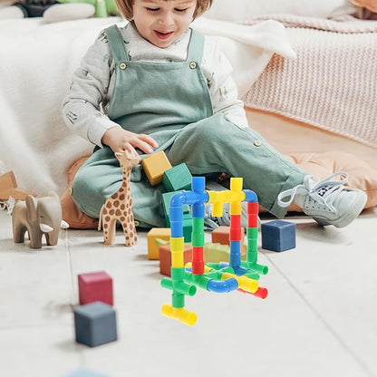 STEM Building Blocks Toy, Plastic Tube Locks Construction Building Blocks Set Educational Tube Learning Toy for Boys Girls