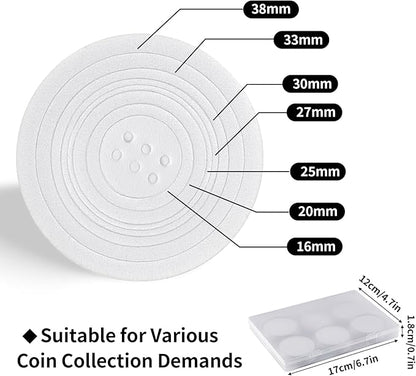 10PCS Clear Coin Capsules, Silver Dollar Coin Holder, Coin Holders for Collectors, Plastic Coin Case with Adjustable Gasket & Organizer Box for Morgan Silver Dollar | 16/20/25/27/30/33/38/46mm