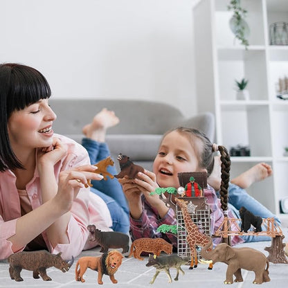 Peagrav Safari Animal Playset - Realistic Figurines, Wild Ranger, Adventure Station, African Jungle Animals for Kids