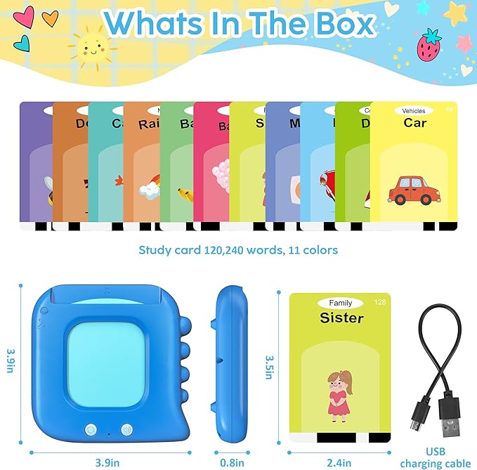Talking Flash Cards,Kids Toddler Flash Cards with 240 Sight Words,Montessori Toys,Autism Sensory Toys,Speech Therapy,Learning Educational Gifts for Age 1 2 3 4 5 Years Old Boys and Girls