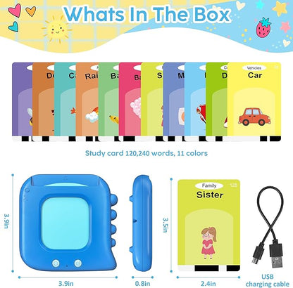 Talking Flash Cards,Kids Toddler Flash Cards with 240 Sight Words,Montessori Toys,Autism Sensory Toys,Speech Therapy,Learning Educational Gifts for Age 1 2 3 4 5 Years Old Boys and Girls