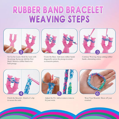 Ybxjges 3600+Rubber Band Bracelet Kit,Loom Bracelet Making Kit for Kids,Friendship Bracelet Loom Bands Kits with Loom Bands Supplies for Children Girls Gifts DIY Crafting Kit