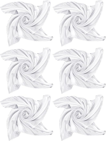 Boao 6 Pieces Chiffon Scarf 1950s Square Neck Head Scarfs Vintage Soft Polyester for Women Lady