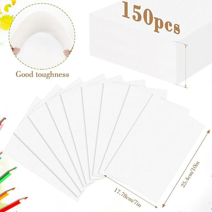 150PCS 7x10 Watercolor Paper Bulk, 140lb/300g Cold Press Thick Water Color Paper Pad for Kid Child Adult, White Art Paper for Drawing Painting Markers Gouache, Textured Cotton Paper Sheets