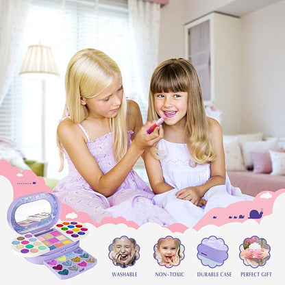 Tomons Kids Makeup Kit for Girl Real Washable Cosmetic Toy Beauty Set , Birthday Toys Gift for 3 4 5 6 7 8 9 10 Year Girls