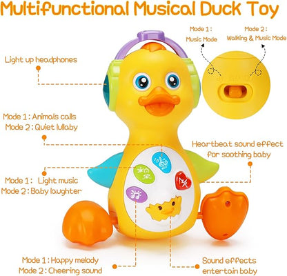 Tsomtto Baby Musical Duck Toy Dancing Crawling Tummy Time, Light Up Infant Toys 0-3-6 6-12 12-18 Months Halloween for 1 2 Year Old Boys Girls Baby Learning Development Toddler Toys Age 0-2