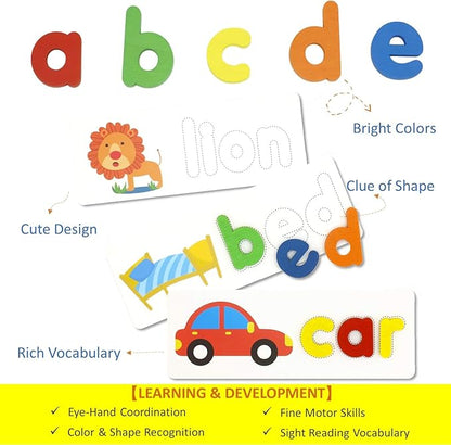FLYINGSEEDS See and Spell Learning Toys, CVC Word Builders with Sight Words Flash Cards Kindergarten, Educational Toys for Toddler 2 3 4 Year Old Boys Girls - Gifts for Kids