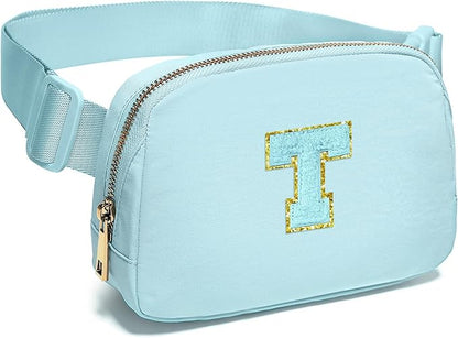 Gitus Gifts for 8 9 10 11 12 Year Old Girls Belt Bag Fanny Pack Crossbody Bags with Initial Letter Patch Cute Stuff Birthday Gifts for Teen Girls Women Personalized Trend Stuff (Icing Blue-T)