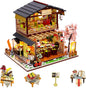 Miniature House Kit – Gibbon Sushi, DIY Wooden Dollhouse for Adults with LED & Furniture, Tiny House Craft Gift for Teens Families Friends