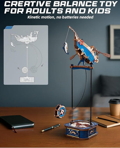 ROBOTIME 3D Wooden Puzzles for Adults, Ship Gravity Swing Model, Aircraft Model Kits for Age 14+,3D Puzzle Model Building Kit, Birthday/Christmas/Creative Gifts for Adults&Teens