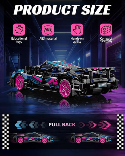 1:18 Technic Super Sports Cars Model Sets - 426 PCS Cyberpunk MOC Building Block Car Raceing Engineering Toys - Gift Idea for Adults Boys Girls for Play and Display Collection