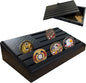 6-Row Military Challenge Coin Display Stand - Challenge Coin Holder with Rustic for Collectors Organize Medals & Memorabilia - Coin Holder for Home, Office, Showcase (Holds 30-36 Coins, American Flag ) (Black) (Black-Storage Box)