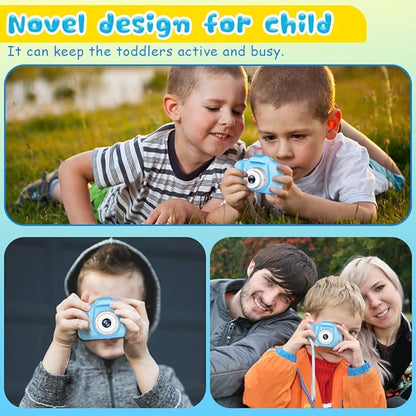 Seckton Upgrade Kids Selfie Camera, Christmas Birthday Gifts for Boys Age 3-9, HD Digital Video Cameras for Toddler, Portable Toy for 3 4 5 6 7 8 Year Old Boy with 32GB SD Card-Blue