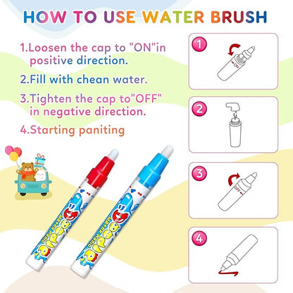 Toddler Toys Water Doodle Mat: 40 X 30 Inch Mess Free Coloring & Drawing Instant Drying Mat - Kids Learning Toys for Girls Age 3-5 Home Educational Activities - Birthday/Christmas Gifts for Girls Boys