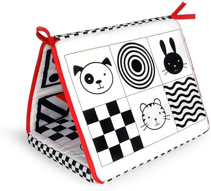 Genius Baby Toys Tummy Time Mirror for Babies 0-6 Months - Double-Sided with High Contrast Images - Baby Floor Mirror Can Be Used in Crib - No Hard Edges - Black White and Red