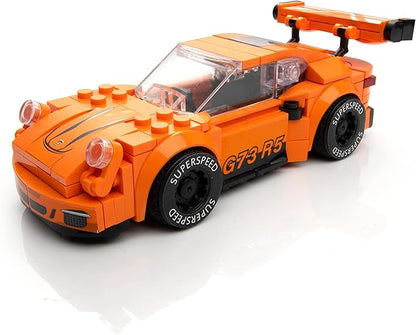 Block Builder 911 Racing Car Building Block Set (230 Pieces). Racing Car Building Blocks for Kids and Adults