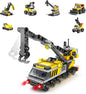 Rescue Construction Truck Building Blocks Set - 7 in 1 Engineering Vehicle Toy with Rotating Crane Arm, Rolling Wheels | STEM Educational Gift for Kids Ages 6-12 | Fire Truck & Emergency Playset