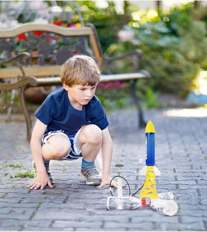 PLAYSTEM Outdoor Water Powered Rocket Physics Learning Set-with Rocket Tail, Body and Pump DIY Rocket Science Experiment Kit- Space STEM Outdoor Toys Gift for Kids,Teens, Boys & Girls