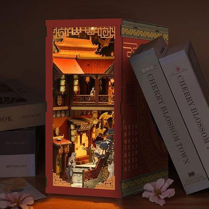 Book Nook Kit - DIY Miniature Dolls House Kit with Furniture and LED Light, 3D Puzzle Wooden Art Bookends, Model Kits for for Adults and Teens (Dream Back to The Tang Dynasty)