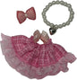 Doll Clothes for 17cm Figures,Purple Floral Embellished Tiered Lace Princess Dress with Floral Lace Headband