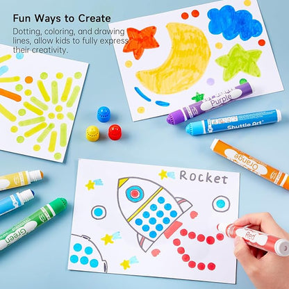 Shuttle Art Dot Markers, 12 Colors Washable Markers for Toddlers,Bingo Daubers Supplies Kids Preschool Children, Non Toxic Water-Based