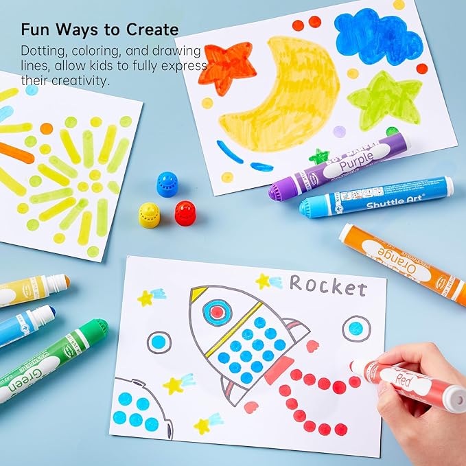 Shuttle Art Washable Dot Markers 36 Colors with Free Activity Book, Fun Art Supplies for Kids Toddlers and Preschoolers, Non Toxic Water-Based Paint Daubers, Dot Art Markers